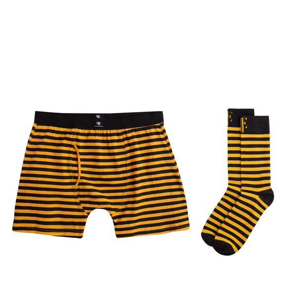 Yellow & Black Matching Boxer Briefs & Socks