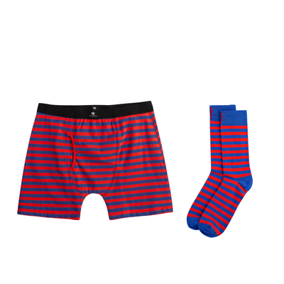 Red & Blue Matching Boxer Briefs & Socks