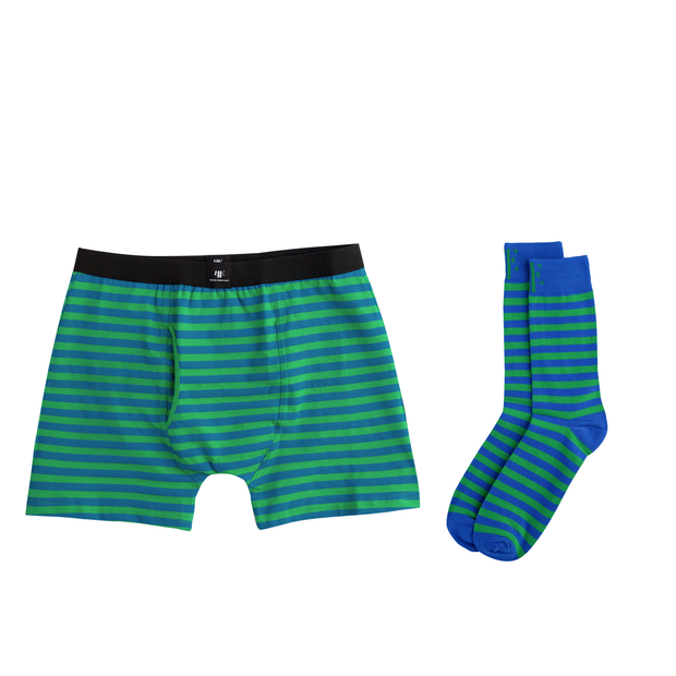 Green & Blue Matching Boxer Briefs & Socks
